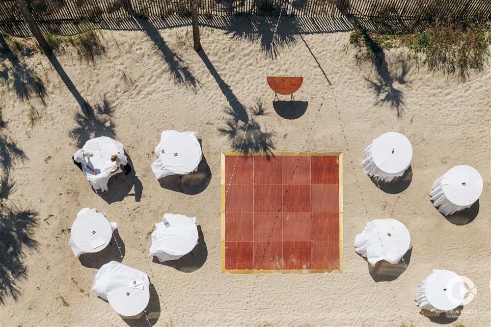 Zota Beach resort outdoor wedding layout.